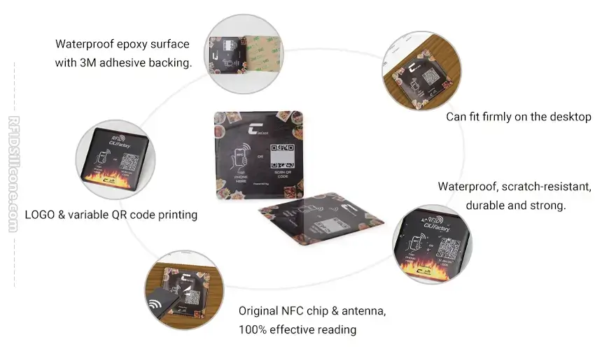 CXJ Square Epoxy Menu NFC QR Code tags’ detailed advantages