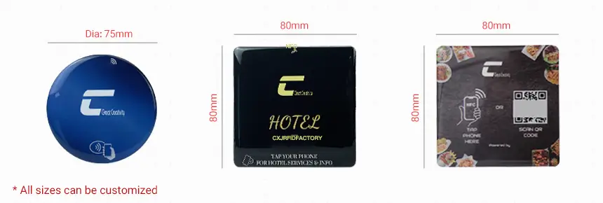 Size of Square Epoxy Menu NFC QR Tag RS-NM009