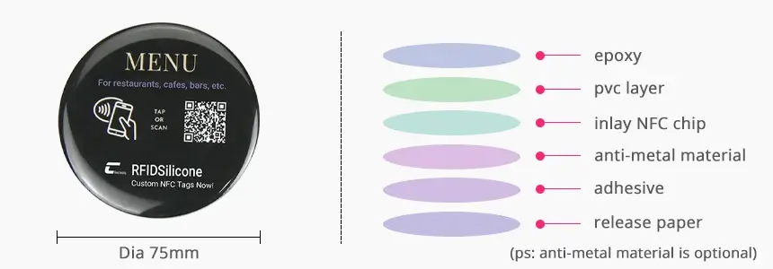 size and design of epoxy nfc tag rs-net011