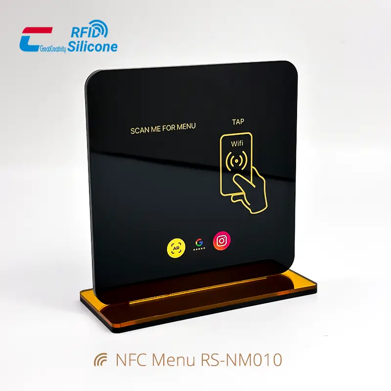 NFC Contactless Menu Durable Acrylic Table Stand with Base