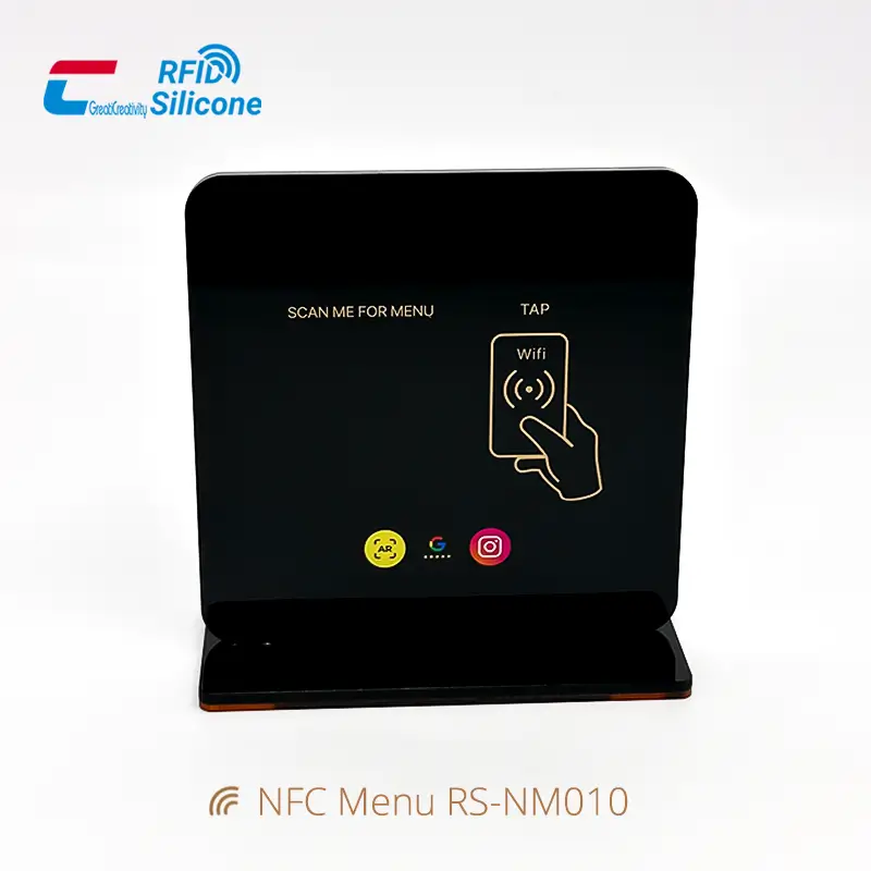 NFC Contactless Menu Durable Acrylic Table Stand with Base