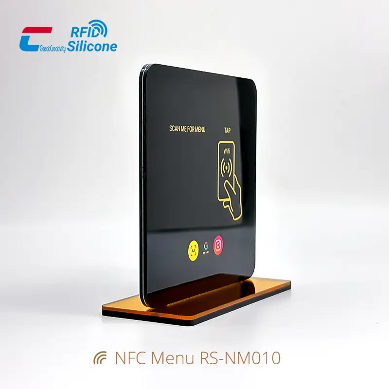 NFC Contactless Menu Durable Acrylic Table Stand with Base