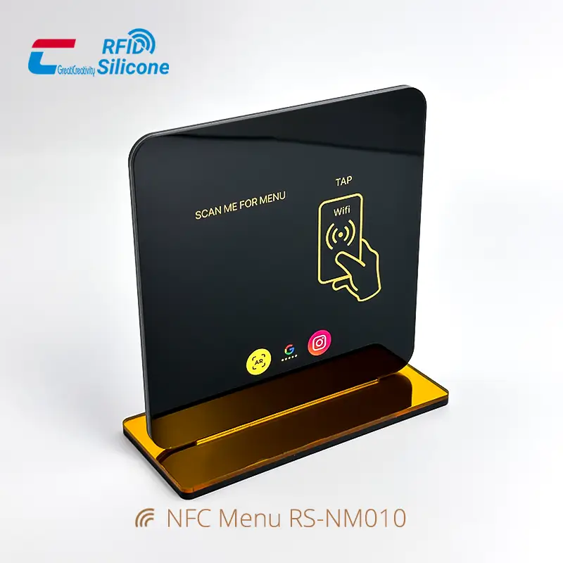 NFC Contactless Menu Durable Acrylic Table Stand with Base