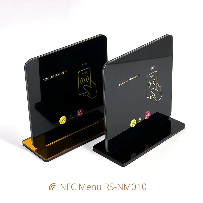NFC Contactless Menu Durable Acrylic Table Stand with Base