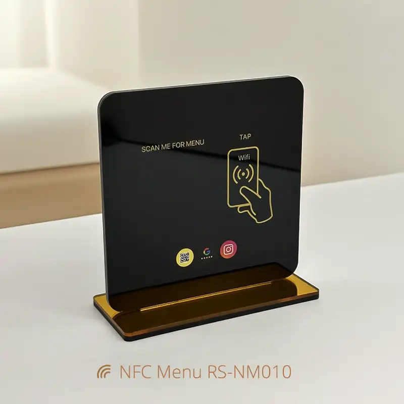 NFC Contactless Menu Durable Acrylic Table Stand with Base