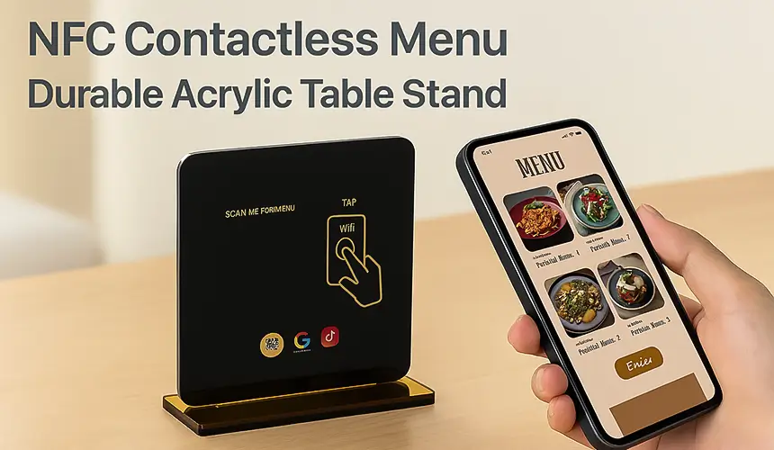 CXJ durable acrylic NFC contactless menu stand