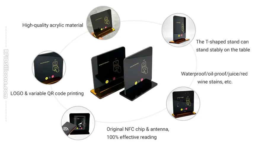 Details of T-shaped Acrylic NFC Contactless Menu Stand RS-NM010