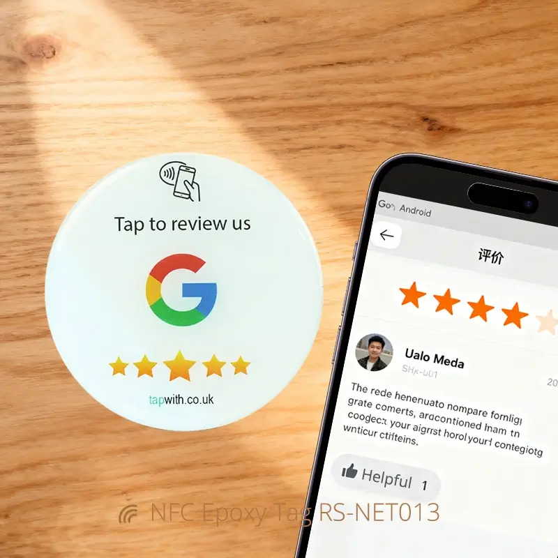 Smart NFC Epoxy Table Tag Sticker for Google Reviews