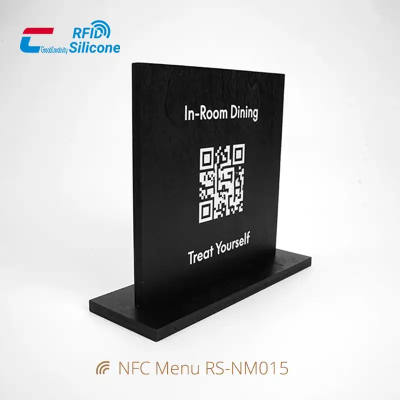 Custom Eco-friendly Fashion Wooden Menu Card NFC Stand