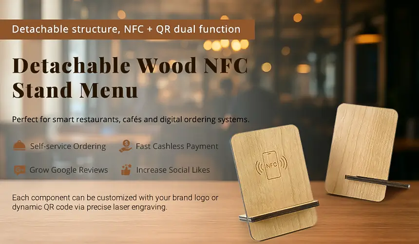 CXJ Detachable Wooden NFC Stand Menu CXJ Detachable Wooden NFC Stand Menu