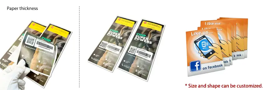 Product Sizes CXJ Smart RFID Poster Tap NFC Paper Tags RS-NPS01