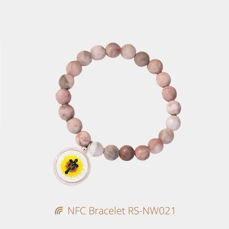 Colorful Stone Bead NFC Daily Bible NTAG213 Bracelets
