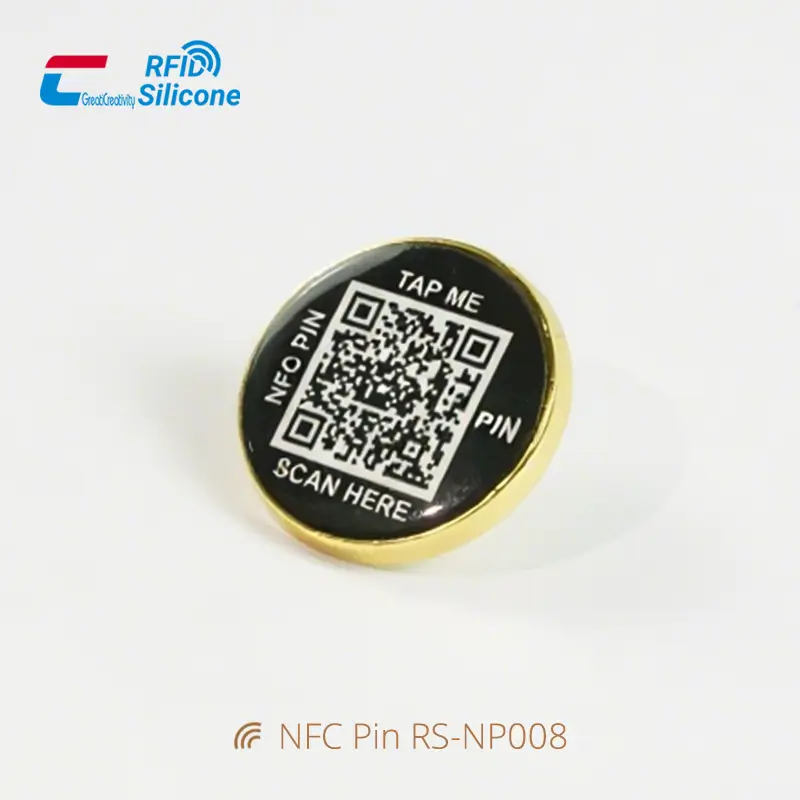 Fashion QR Code NFC Pin Tags Smart Metal Brooch