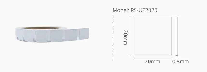 size of uhf flexible anti-metal tag rs-uf2020