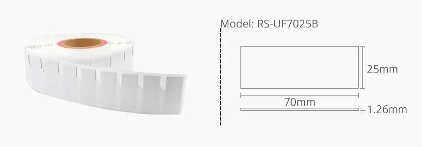 size of tamper proof uhf flexible anti metal tag rs-uf7025b