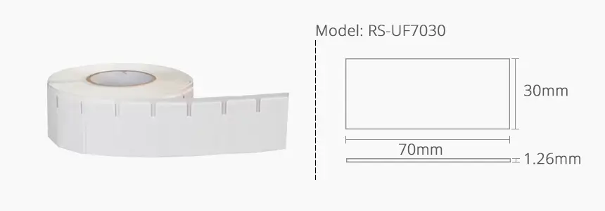size of uhf flexible anti metal tag rs-uf7030