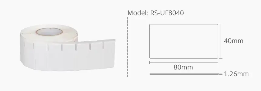 size of uhf flexible anti-metal tag rs-uf8040