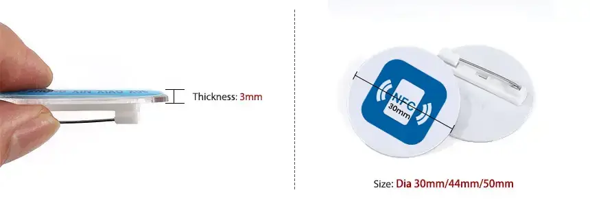 Product Sizes CXJ NFC Pin RS-NP007